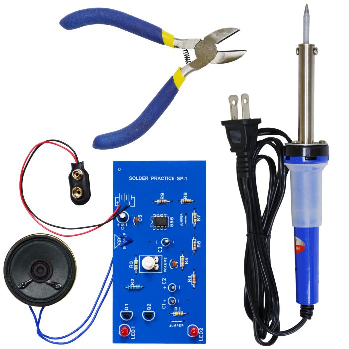 Solder Practice Kit with Iron and Cutters