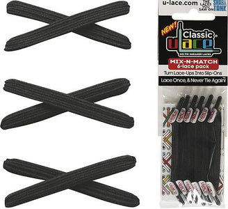 U-Lace Classic - No-Tie Laces - 6-Lace Pack - Black