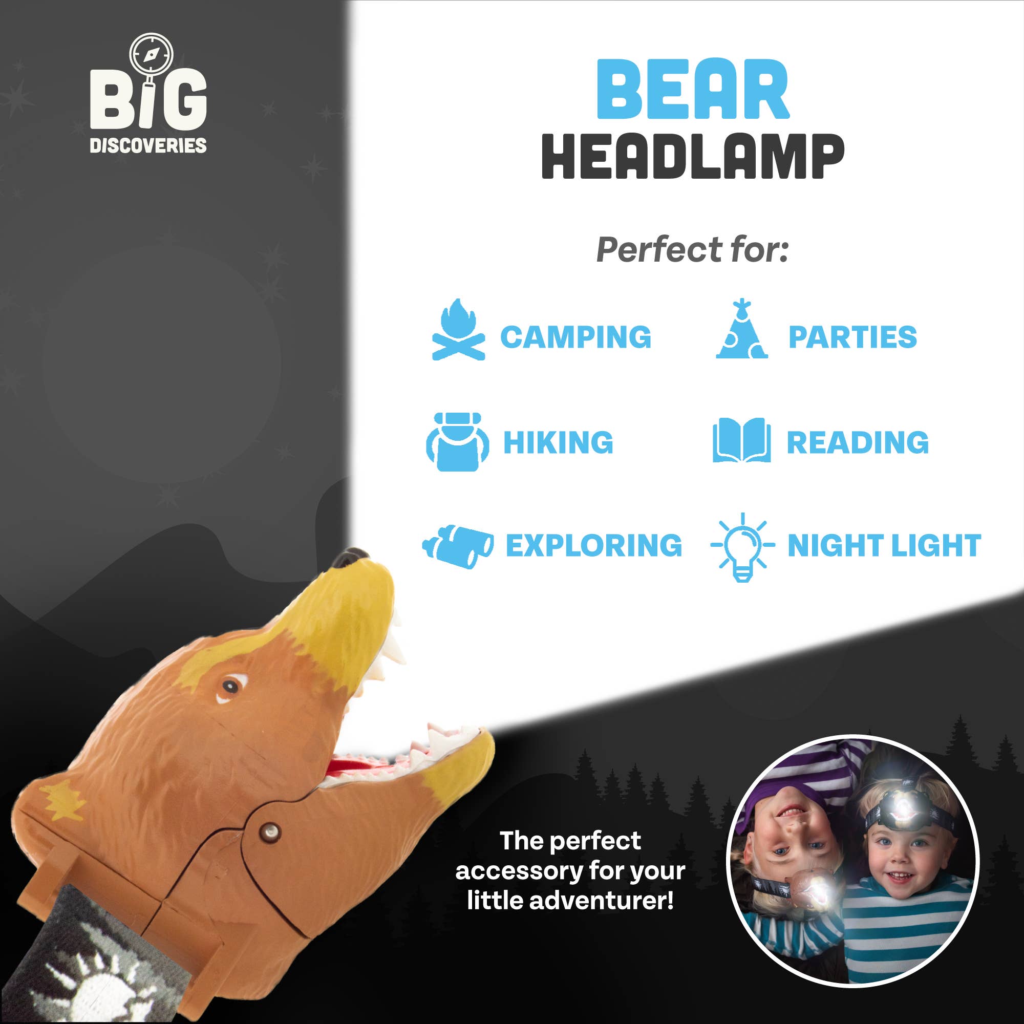 Grizzly Bear LED Headlamp for Kids