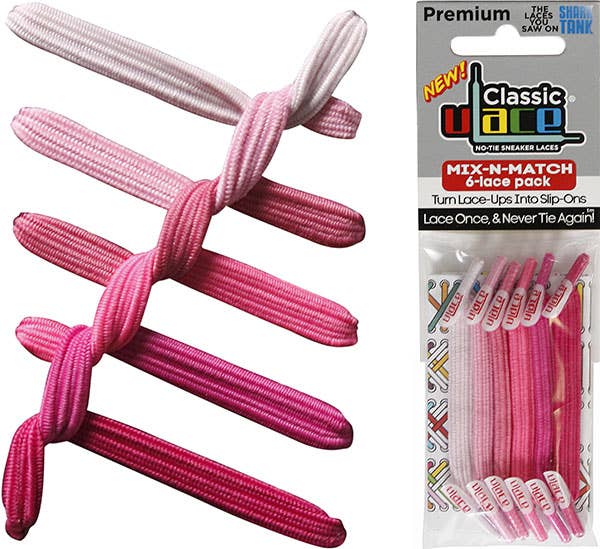 U-Lace Classic - No-Tie Laces - 6-Lace Pack - Pretty In Pink