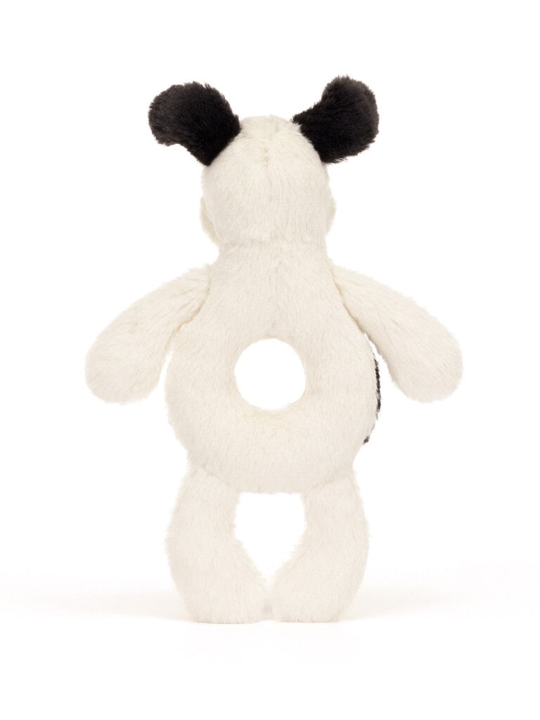 Bashful Black and Cream Puppy Ring Rattle