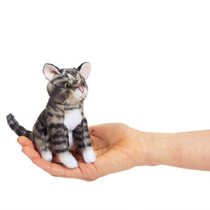 Mini Gray Tabby Cat Finger Puppet