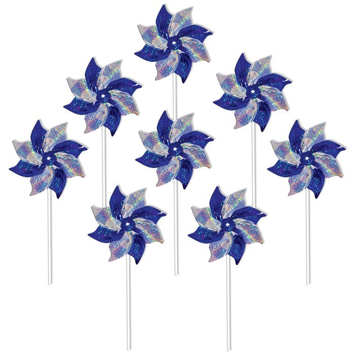 Mylar Pinwheel - Blue and Silver