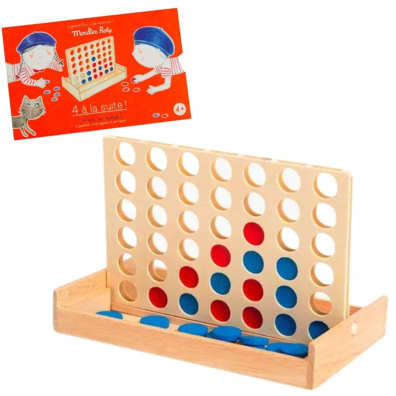“4 in a Row” Wooden Board Game