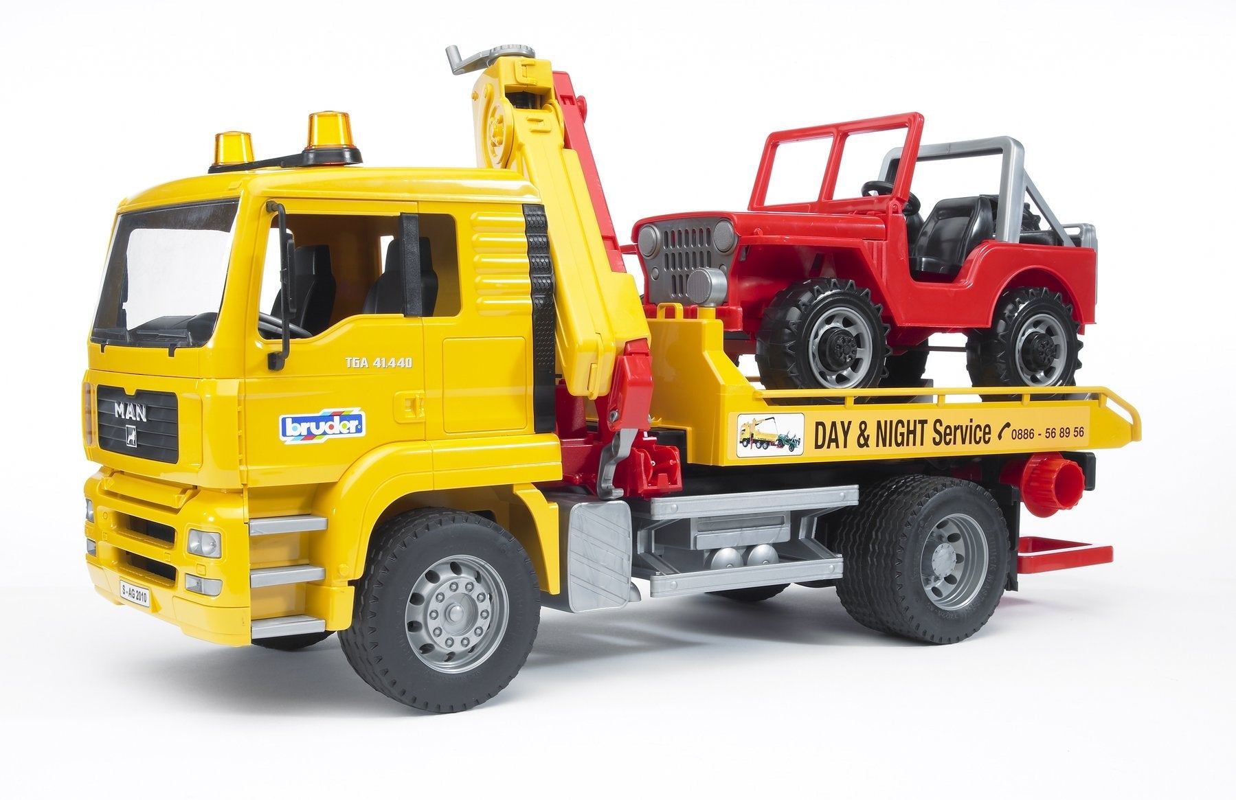 Bruder 02750 MAN TGA Tow Truck with Cross Country Vehicle
