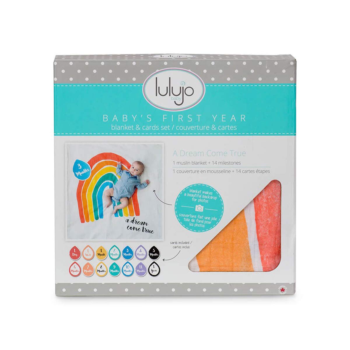 Lulujo “A Dream Come True” Baby’s First Year Blanket & Cards Set