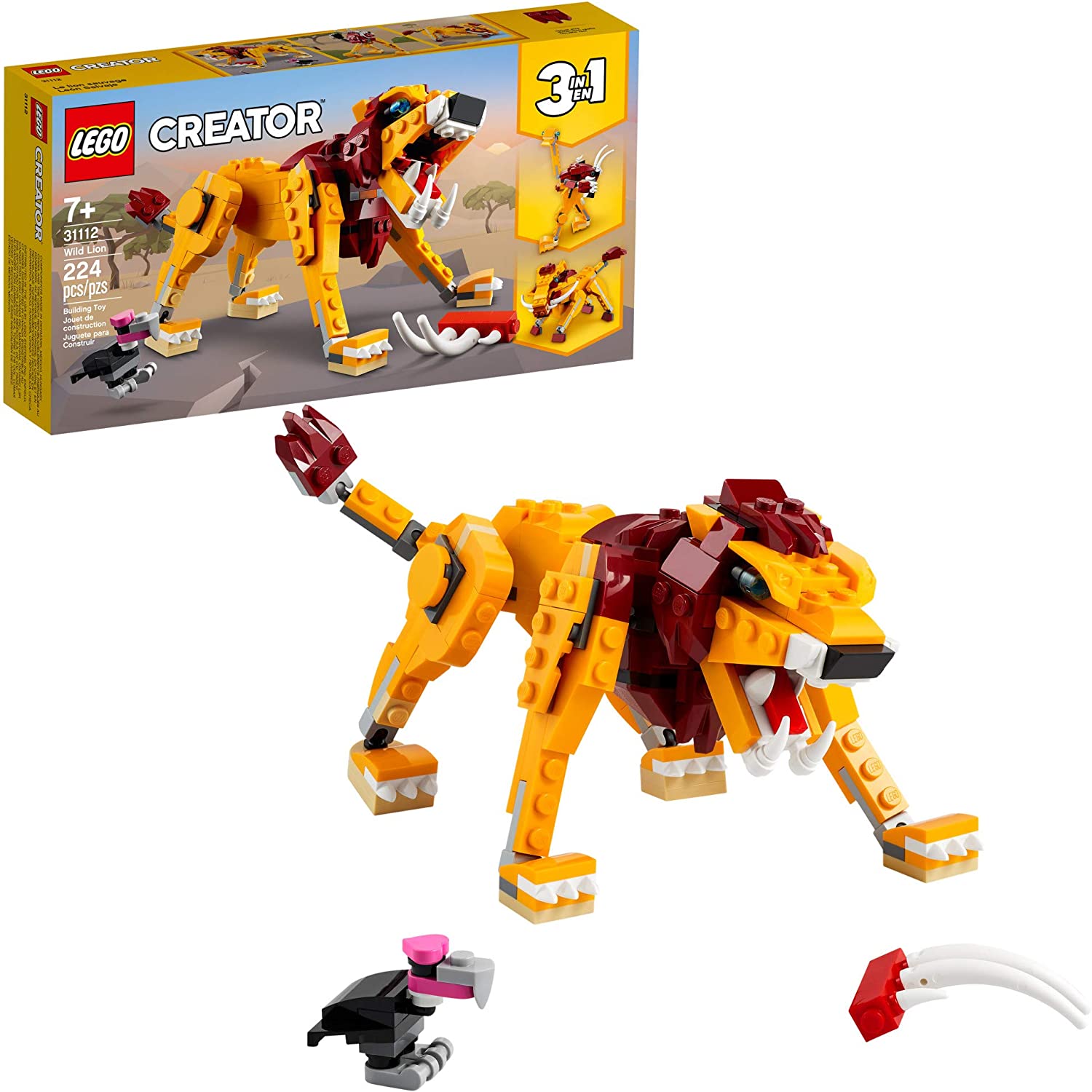 LEGO Creator 3-in-1 Wild Lion Set - 224 Pieces
