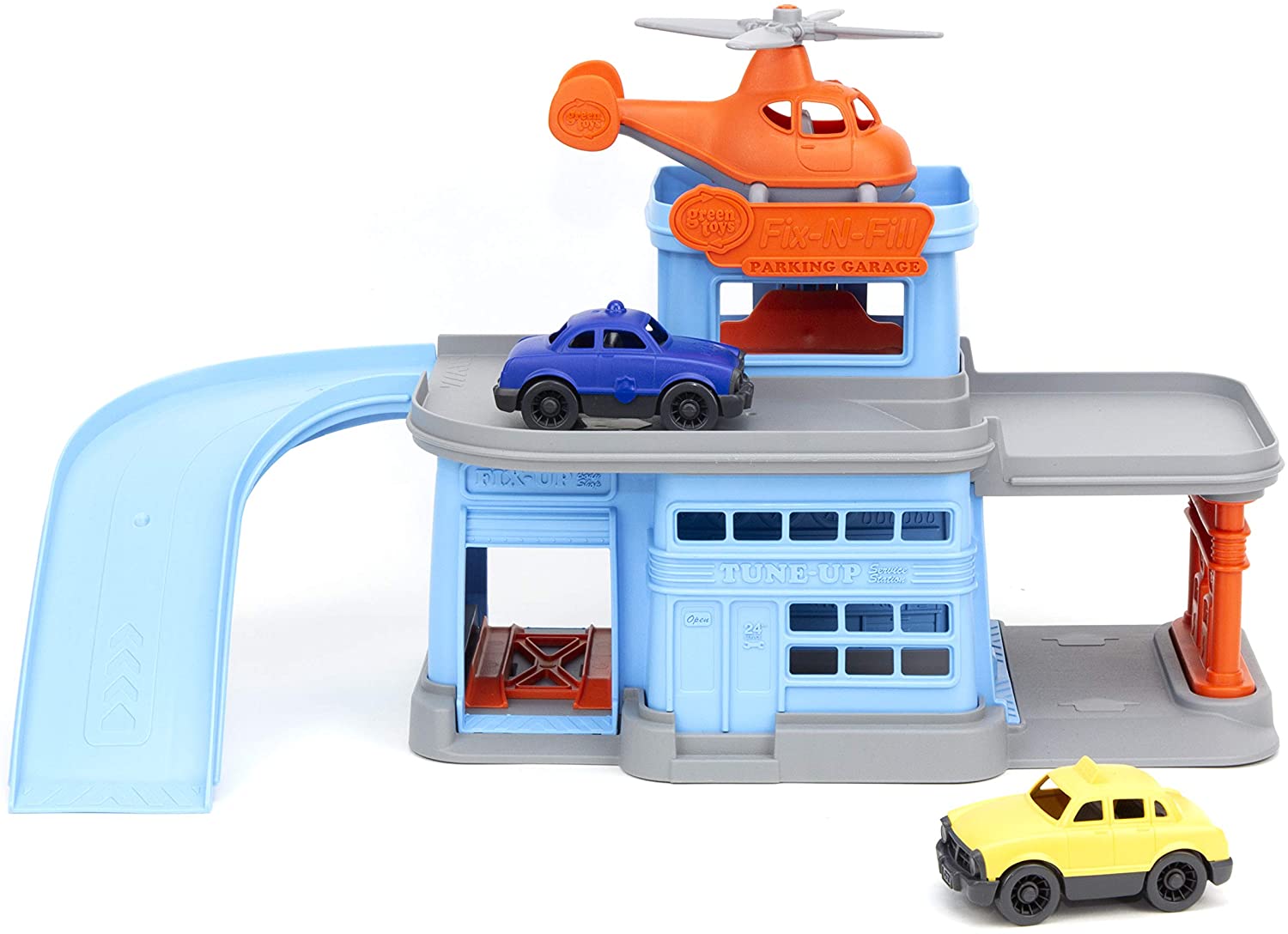 Parking Garage with 3 Vehicles - Green Toys
