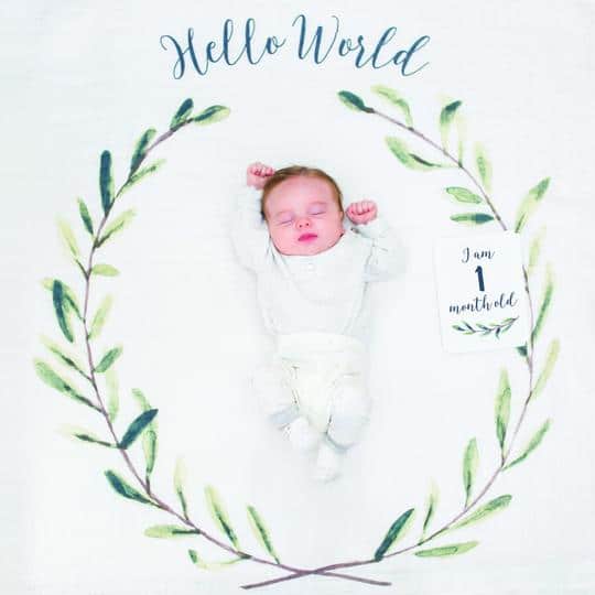 Lulujo: Hello World - Baby’s First Year Blanket & Cards Set