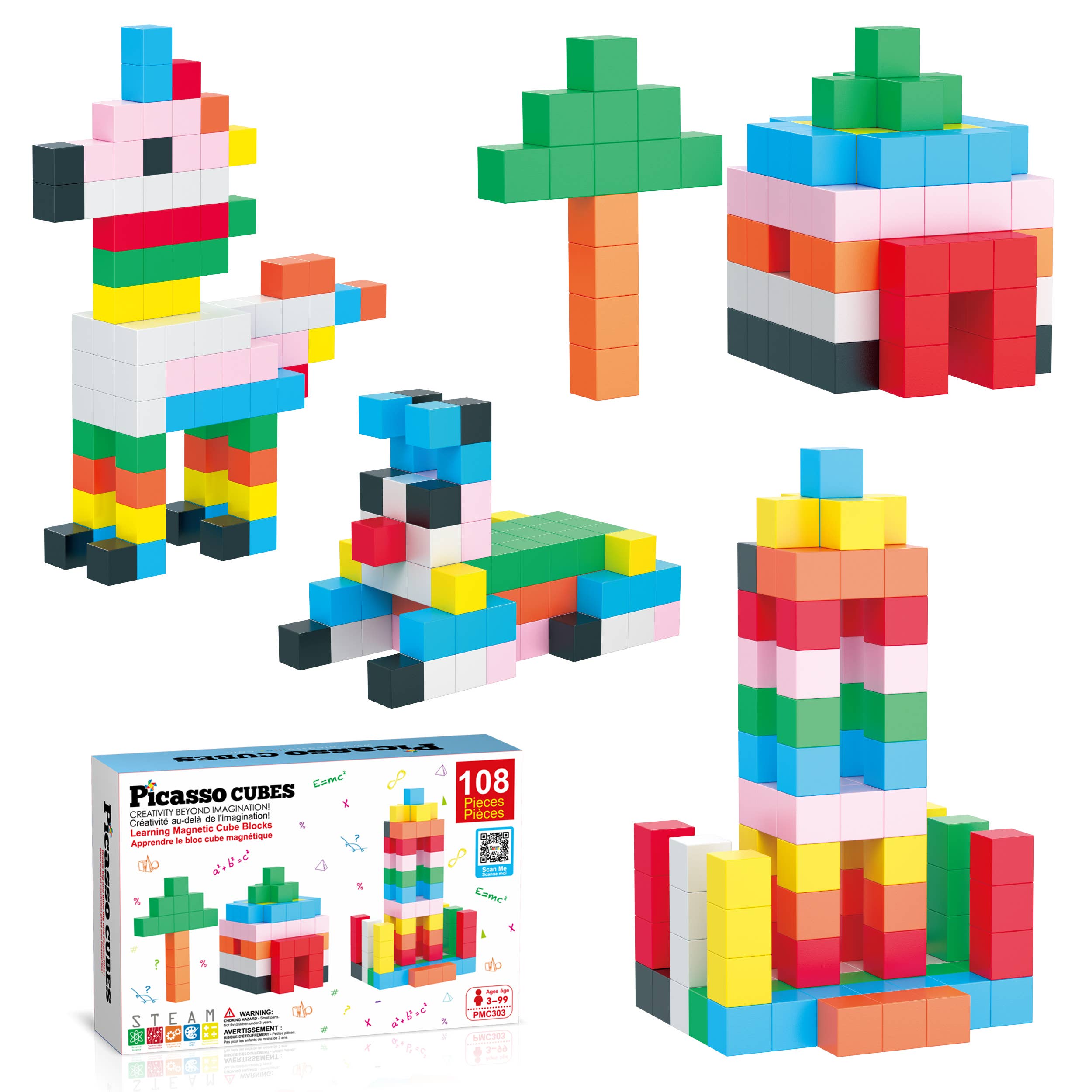 Magnet Cube Building Blocks 108pc 1.2" Magnetic Cubes Toy