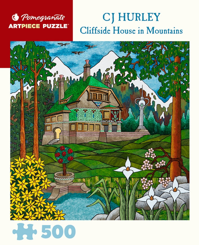 CJ Hurley: Cliffside House in Mountains 500-Piece Jigsaw Puzzle