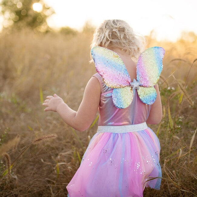 Rainbow Sequins Skirt, Wings & Wand Size 4-6