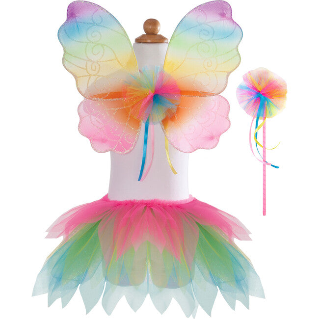 Neon Rainbow Skirt, Wings & Wand Size 4-6
