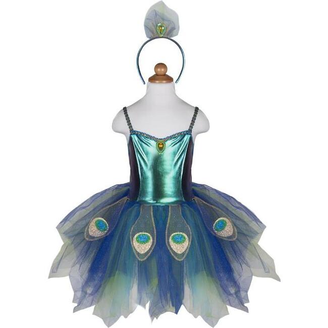 Pretty Peacock Dress with Headband Size 5-6